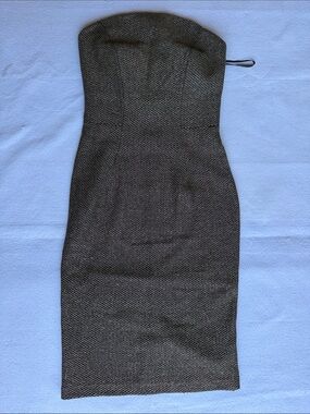ST John cocktail Prom Strapless Textured Bodycon Dress - Black Metallic size 2